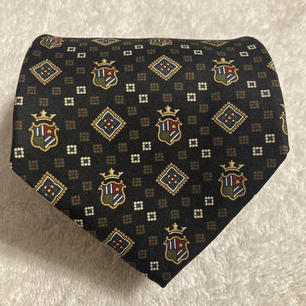 Tommy Hilfiger Geometric Multicolored Design 100% Silk Neck Tie Made In USA.